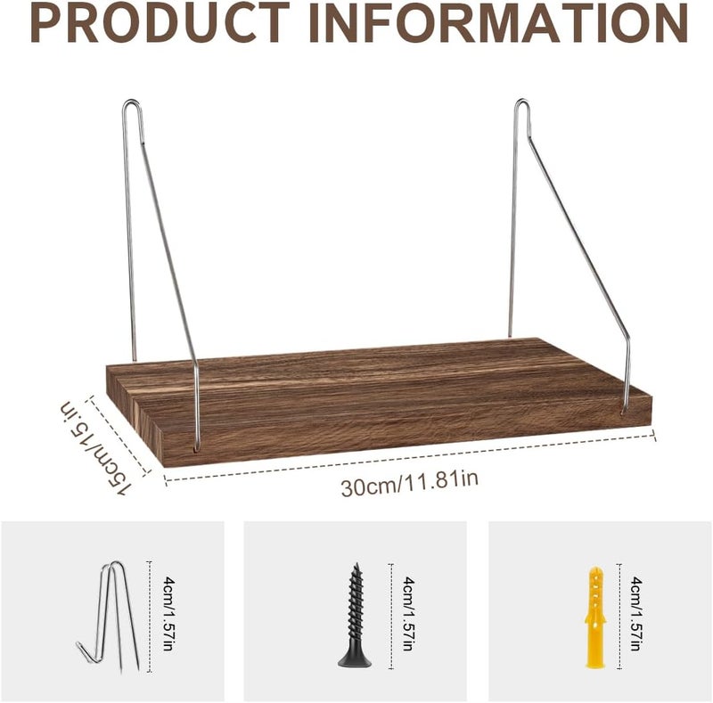 Demine رف جدار قماش مع خطافات لتزيين العمل، 11.8''x6'' رف تنظيم خشبي مع شماعات ملحقات مكتب للنساء والرجال (عبوة 2) - Image 3